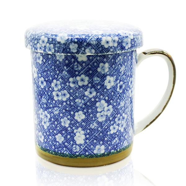 Japanese Blue Sakura Infuser Mug 350ml Tea Lovers